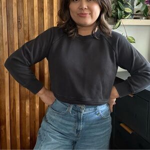 REVOLVE X XKARA Cropped Cotton Crew Sweatshirt. S